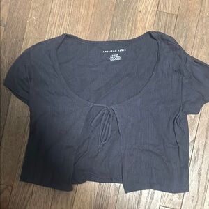 American Eagle Black Cropped Top